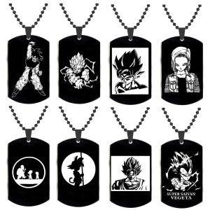 Goku Figure Dog Tag Pendant Chain Necklace